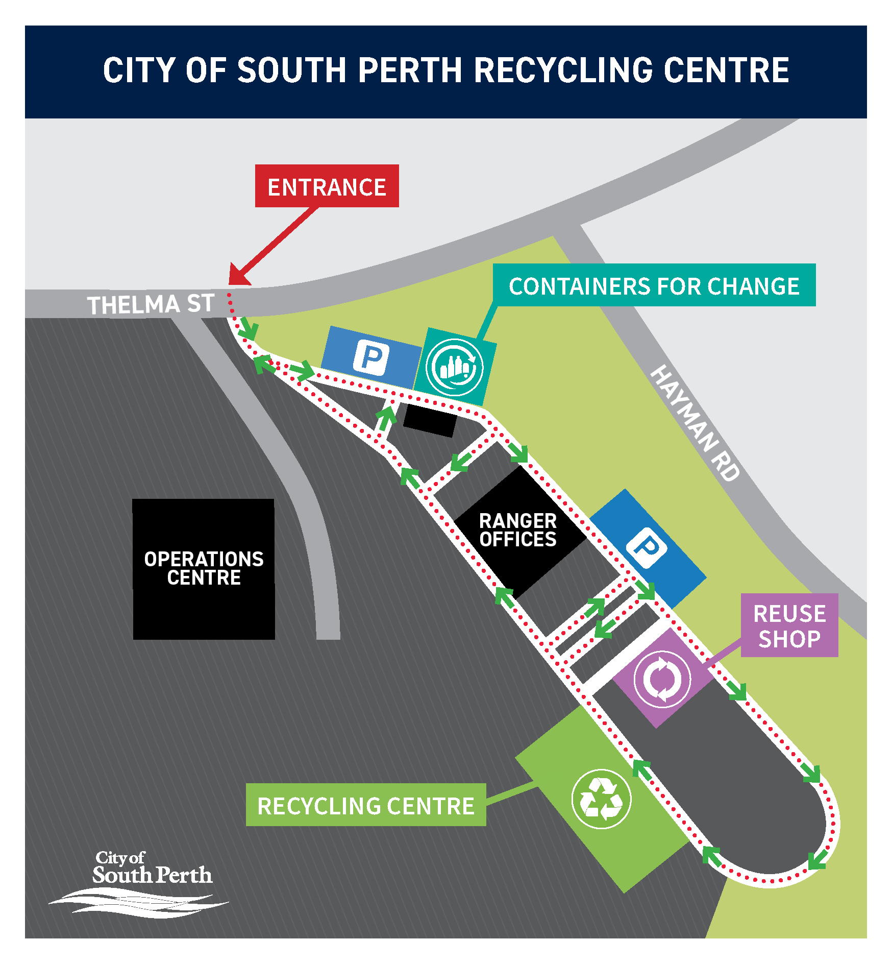 Map of the Recycling Centre facilities