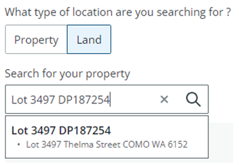 example of a land search